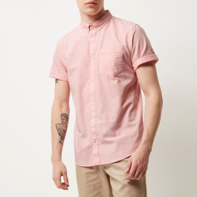 Pink Oxford short sleeve shirt